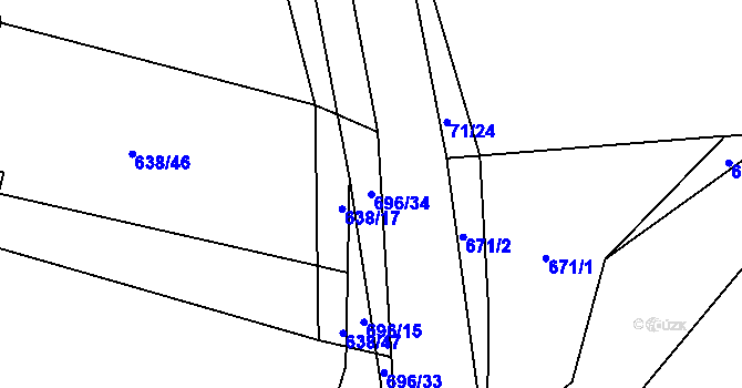 Parcela st. 696/34 v KÚ Zdemyslice, Katastrální mapa