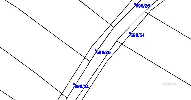 Parcela st. 698/25 v KÚ Zdemyslice, Katastrální mapa