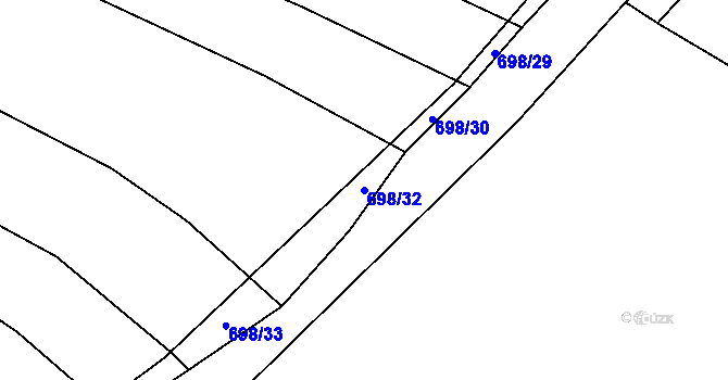 Parcela st. 698/32 v KÚ Zdemyslice, Katastrální mapa