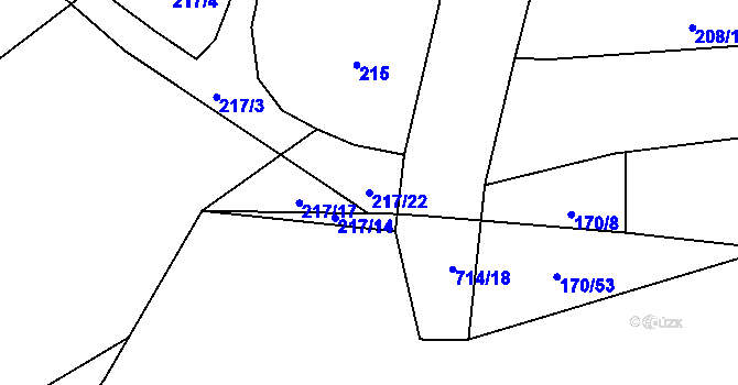 Parcela st. 217/22 v KÚ Zdemyslice, Katastrální mapa