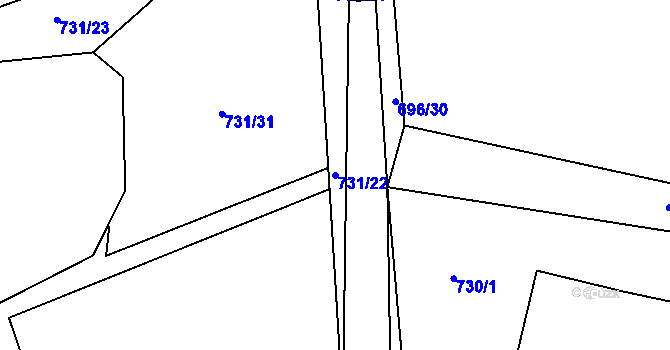 Parcela st. 731/22 v KÚ Zdemyslice, Katastrální mapa