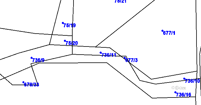 Parcela st. 736/11 v KÚ Zdemyslice, Katastrální mapa