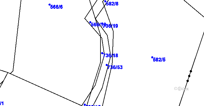 Parcela st. 736/18 v KÚ Zdemyslice, Katastrální mapa