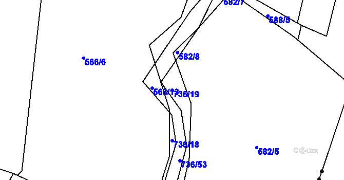Parcela st. 736/19 v KÚ Zdemyslice, Katastrální mapa