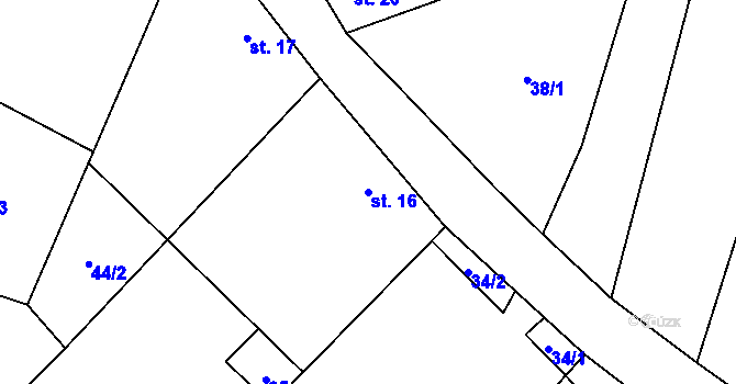 Parcela st. 16 v KÚ Zdeňkov, Katastrální mapa