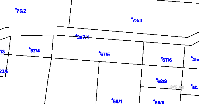 Parcela st. 67/5 v KÚ Zdeňkov, Katastrální mapa
