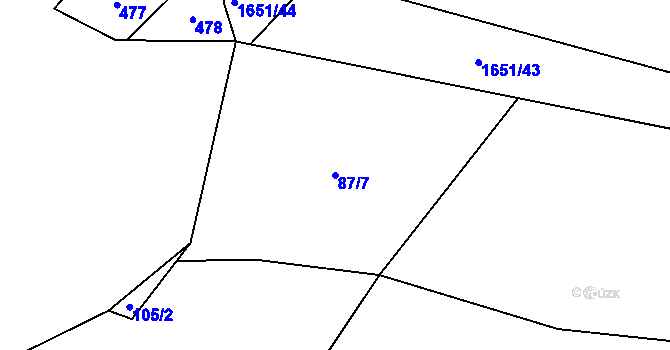 Parcela st. 87/7 v KÚ Zdeňkov, Katastrální mapa