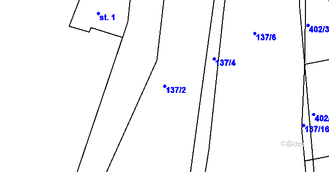 Parcela st. 137/2 v KÚ Zdeňkov, Katastrální mapa