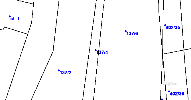 Parcela st. 137/4 v KÚ Zdeňkov, Katastrální mapa