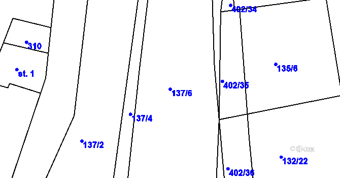Parcela st. 137/6 v KÚ Zdeňkov, Katastrální mapa