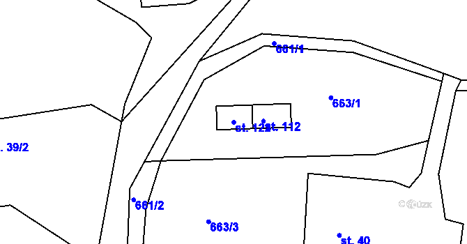 Parcela st. 122 v KÚ Zderadice, Katastrální mapa