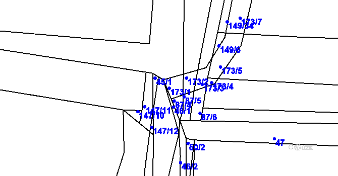 Parcela st. 173/1 v KÚ Křekovice, Katastrální mapa
