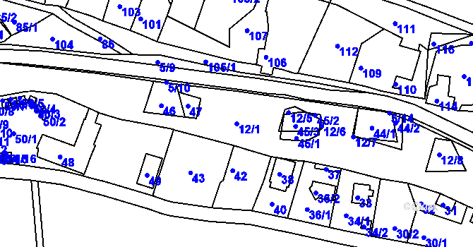 Parcela st. 12/1 v KÚ Zdeslav u Rakovníka, Katastrální mapa