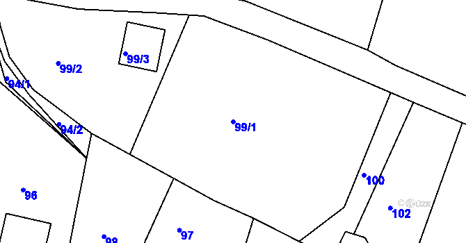 Parcela st. 99/1 v KÚ Zdeslav u Rakovníka, Katastrální mapa