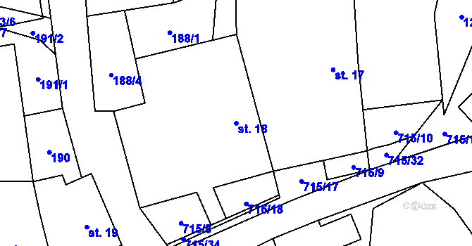 Parcela st. 18 v KÚ Zdešov, Katastrální mapa