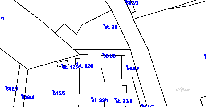 Parcela st. 564/6 v KÚ Zdešov, Katastrální mapa