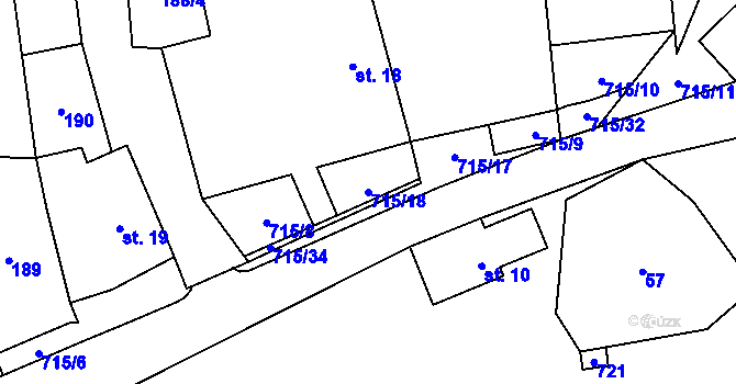 Parcela st. 715/18 v KÚ Zdešov, Katastrální mapa