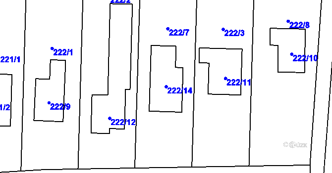 Parcela st. 222/14 v KÚ Zdětín na Moravě, Katastrální mapa