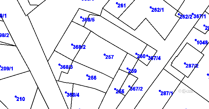 Parcela st. 257 v KÚ Zdětín na Moravě, Katastrální mapa