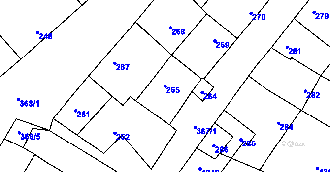 Parcela st. 265 v KÚ Zdětín na Moravě, Katastrální mapa