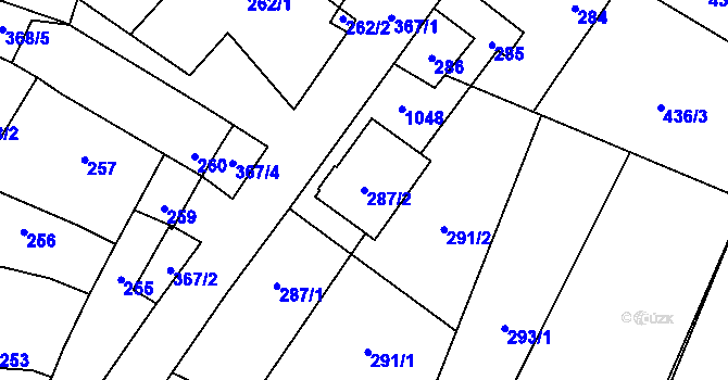 Parcela st. 287/2 v KÚ Zdětín na Moravě, Katastrální mapa