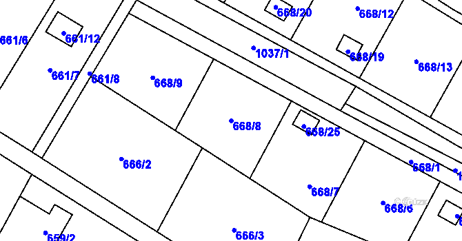 Parcela st. 668/8 v KÚ Zdětín na Moravě, Katastrální mapa