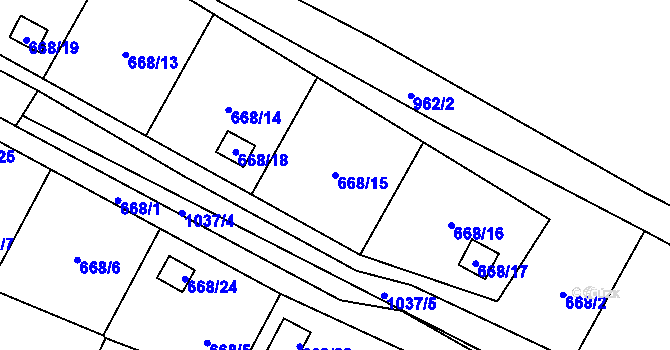 Parcela st. 668/15 v KÚ Zdětín na Moravě, Katastrální mapa