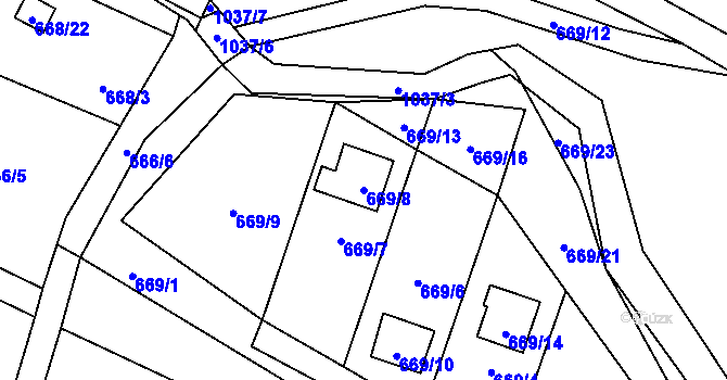 Parcela st. 669/8 v KÚ Zdětín na Moravě, Katastrální mapa