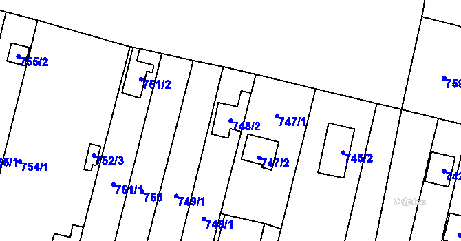 Parcela st. 748/2 v KÚ Zdětín na Moravě, Katastrální mapa