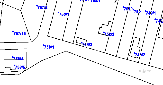 Parcela st. 754/2 v KÚ Zdětín na Moravě, Katastrální mapa