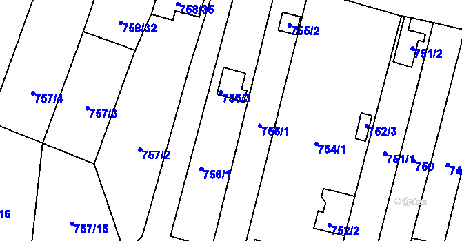Parcela st. 756/2 v KÚ Zdětín na Moravě, Katastrální mapa