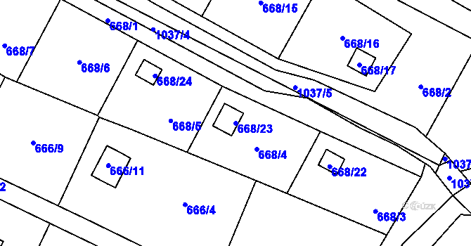 Parcela st. 668/23 v KÚ Zdětín na Moravě, Katastrální mapa