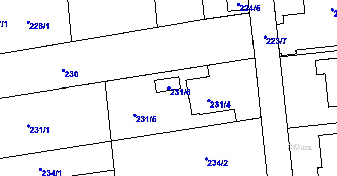 Parcela st. 231/6 v KÚ Zdětín na Moravě, Katastrální mapa