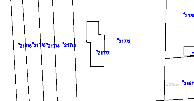 Parcela st. 217/7 v KÚ Zdětín na Moravě, Katastrální mapa