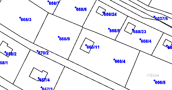 Parcela st. 666/11 v KÚ Zdětín na Moravě, Katastrální mapa