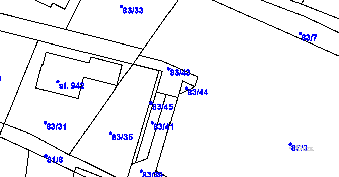 Parcela st. 83/42 v KÚ Brnky, Katastrální mapa