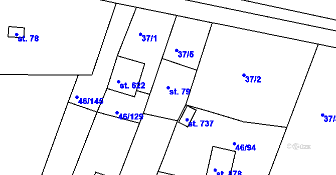 Parcela st. 79 v KÚ Brnky, Katastrální mapa