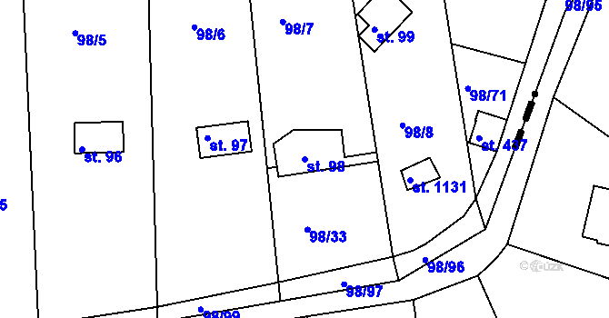 Parcela st. 98 v KÚ Brnky, Katastrální mapa