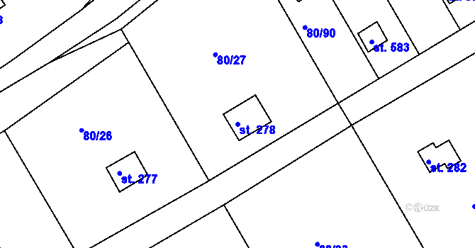 Parcela st. 278 v KÚ Brnky, Katastrální mapa