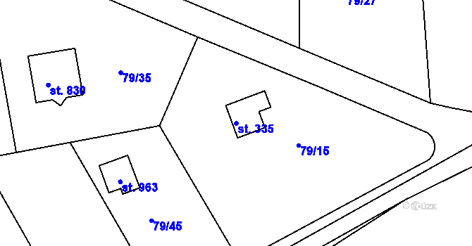 Parcela st. 335 v KÚ Brnky, Katastrální mapa