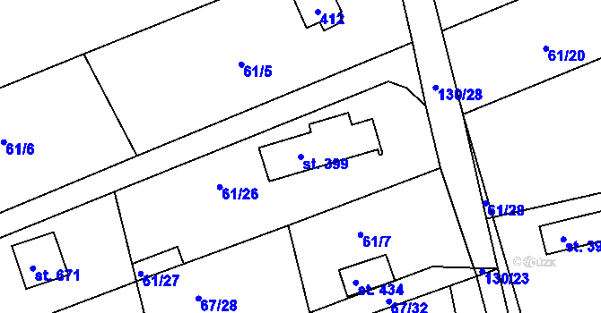 Parcela st. 399 v KÚ Brnky, Katastrální mapa