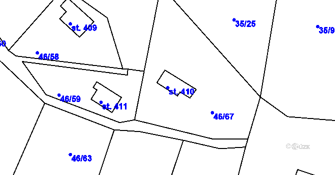 Parcela st. 410 v KÚ Brnky, Katastrální mapa