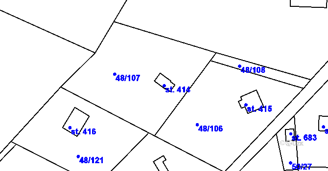 Parcela st. 414 v KÚ Brnky, Katastrální mapa