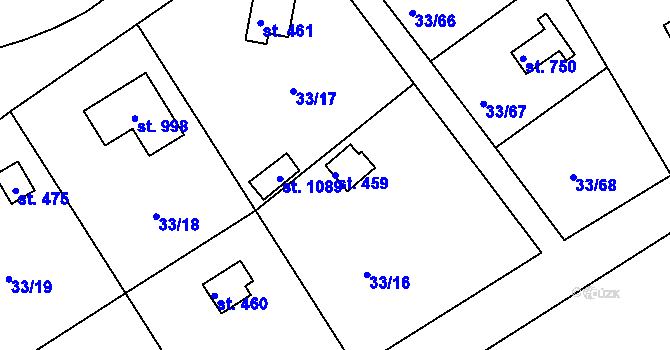 Parcela st. 459 v KÚ Brnky, Katastrální mapa