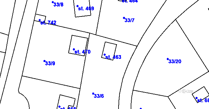Parcela st. 463 v KÚ Brnky, Katastrální mapa