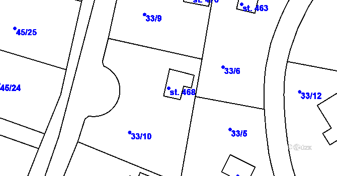 Parcela st. 468 v KÚ Brnky, Katastrální mapa