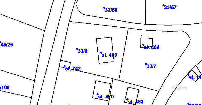 Parcela st. 469 v KÚ Brnky, Katastrální mapa