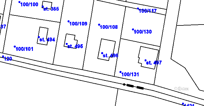 Parcela st. 496 v KÚ Brnky, Katastrální mapa