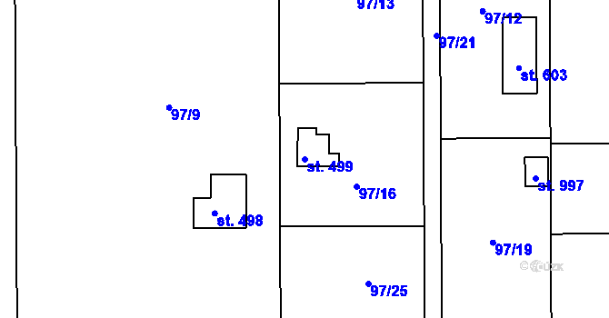 Parcela st. 499 v KÚ Brnky, Katastrální mapa