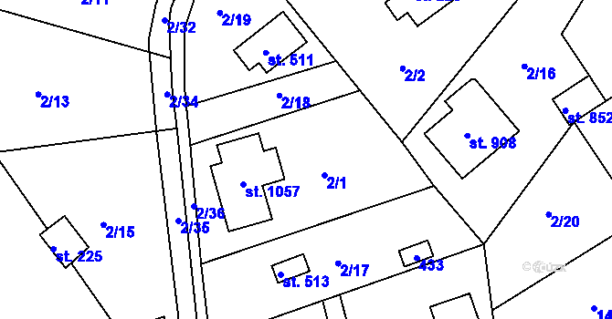 Parcela st. 512 v KÚ Brnky, Katastrální mapa